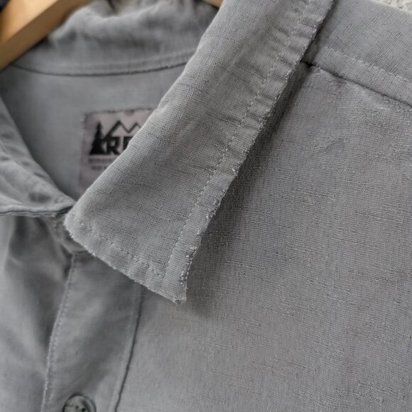 REI Modal Blend Shirt Mens Grey Short Sleeve Button Down Size XL - Picture 8 of 8